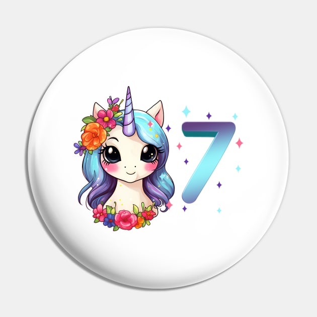 I am 7 with unicorn - girl birthday 7 years old Pin by Modern Medieval Design