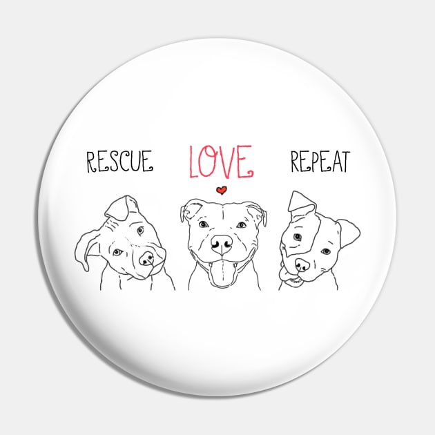 Rescue Love Repeat Dog Pit Bull Drawings, Dog Rescue Pittie Pin by sockdogs