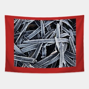 Frosty Winter Black Grass Tapestry