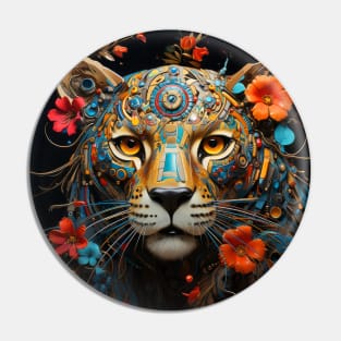 Leopard Animal Portrait Colorful Painting Pin