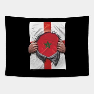 Morocco Flag English Flag Ripped Open - Gift for Moroccan From Morocco Tapestry