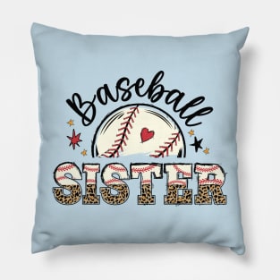 Baseball Sister Leopard Pattern Graphic Gift Pillow