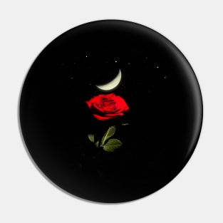 Rose and a Moon Pin