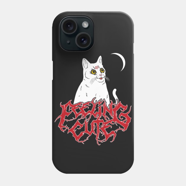 Satanic Cute White Derpy Demon Cat Feeling Cute Phone Case by original84collective