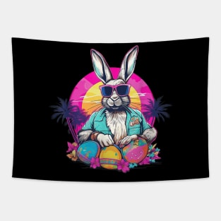 Cute Easter Bunny Retro Miami Look Colourful Eggs Tapestry