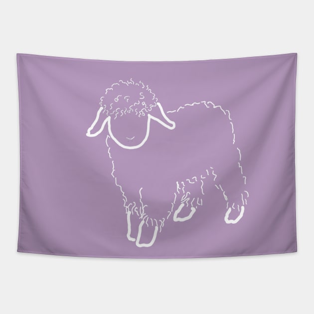 Cute lamb, white Tapestry by NATLEX