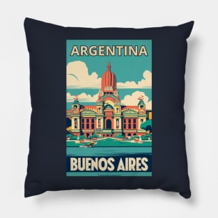 A Vintage Travel Art of Buenos Aires - Argentina Pillow