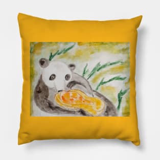 panda, pumpkin, animal, halloween, food, harvest, nature, landscape, cute Pillow