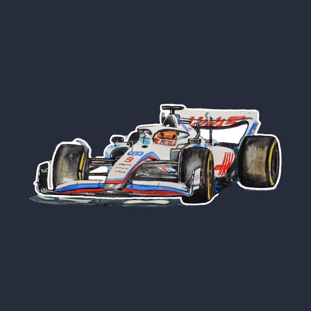 Racing Car in watercolours pattern illustration, Formula 1 watercolours by Ala Lopatniov