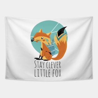 FOX CARTOON ILLUSTRATION stay clever little animal Tapestry