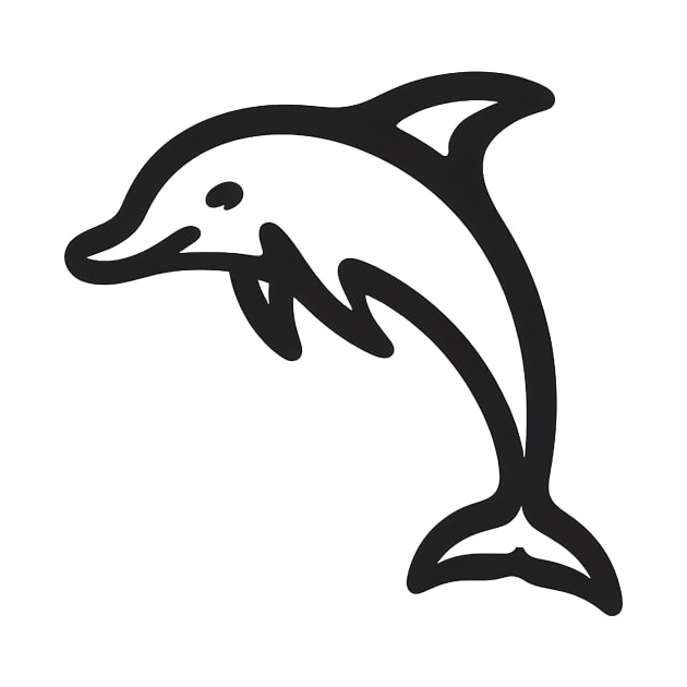 Stick Figure of a Dolphin in Black Ink by WelshDesigns