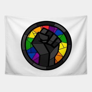 BLM Stained Glass Fist (Gay) Tapestry