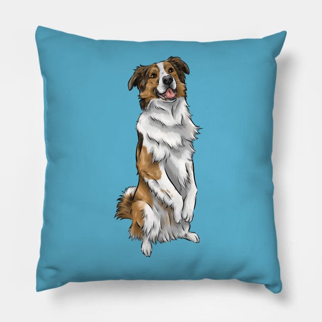 English Shepherd | Sable and White | Cute Dog Art Pillow by Shirin Illustration