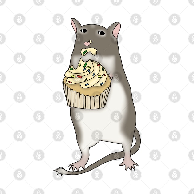 Cute brown gerbil eating cupcake by Becky-Marie