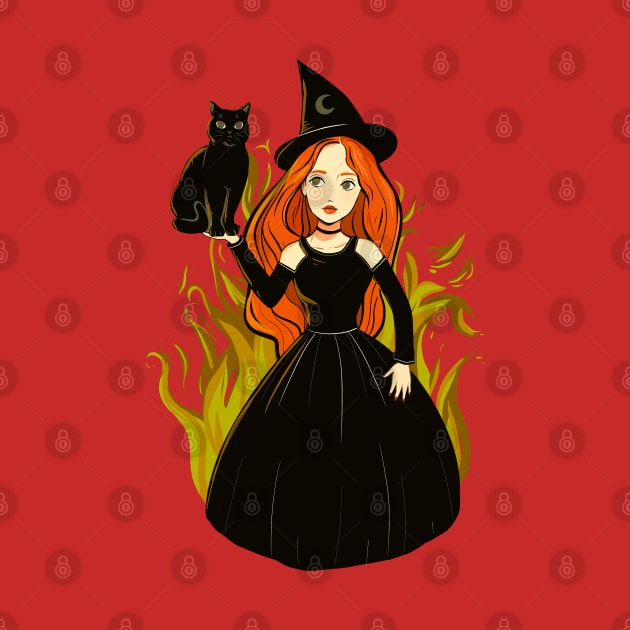 Cute witch with a black cat by Mimie20