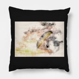 Paraglider at Sunset in Watercolor Pillow