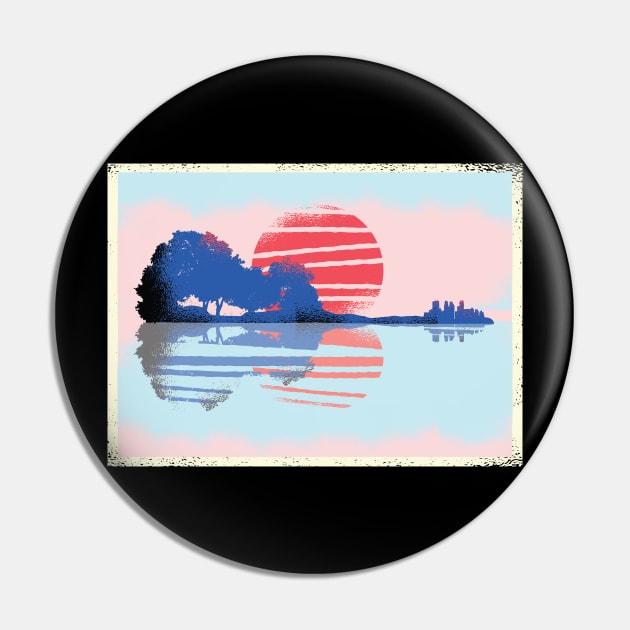 guitar lake with sunset for music Pin by Midoart