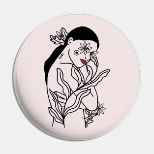 GIRL FLOWERS Pin