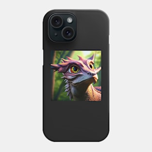 Curious Purple Scaled Jungle Dragon with Big Eyes Phone Case