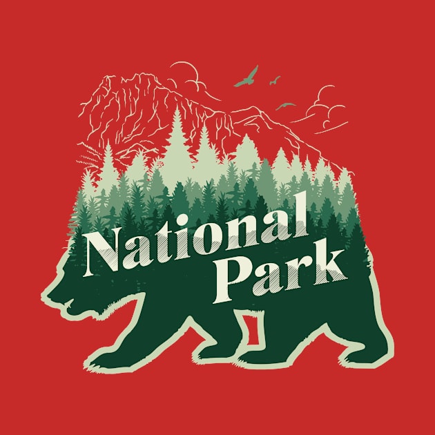 Phrase national park with bear and mountains by KOTYA