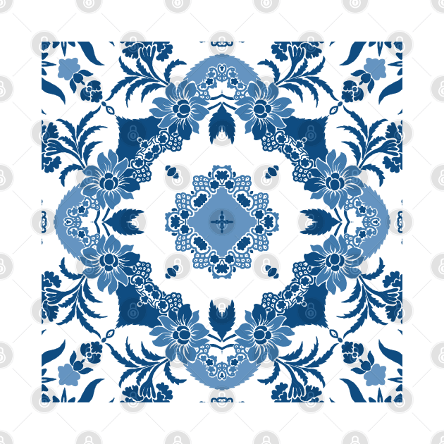 classic blue damask diamond by justrachna