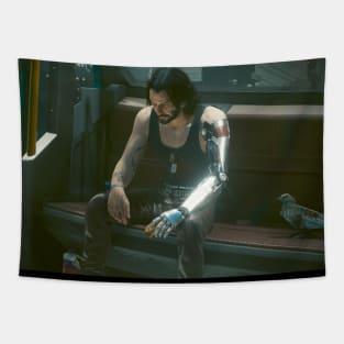 Sad Keanu Sad Johnny Silverhand Cyberpunk 2077 Tapestry