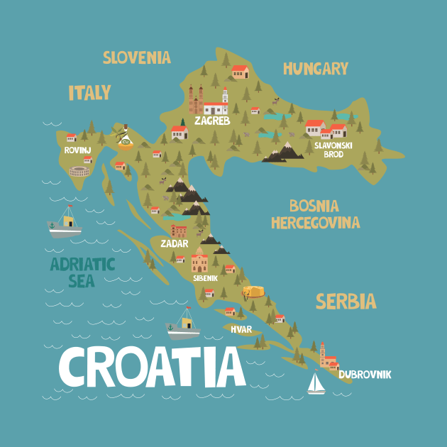 Croatia illustrated map by JunkyDotCom