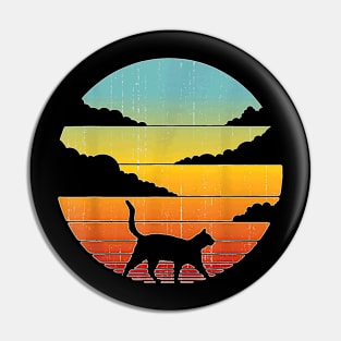 Cat Retro Vintage 60S 70S Sunset Mammal Animal Lovers Pin