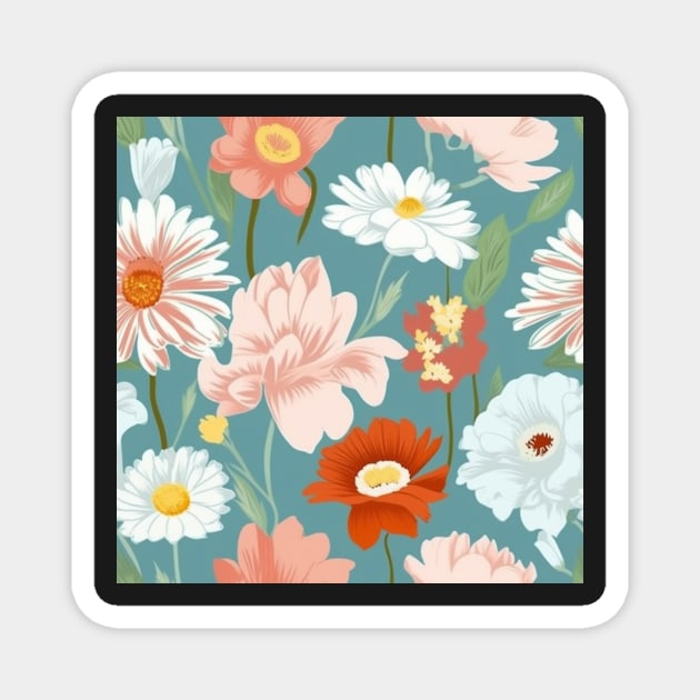 Blossoming Fashion: A Delicate Floral Fabric Pattern #4 Magnet by AntielARt