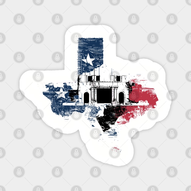 Texas Vintage Map Flag The Alamo San Antonio Texas Pride Magnet by JessArty