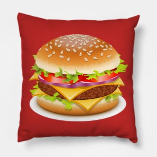 Cheese burger on a plate Pillow
