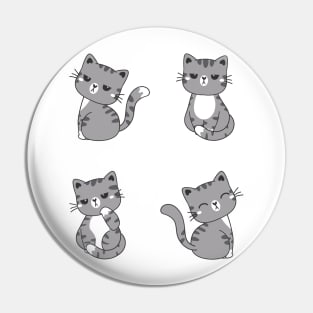 Funny Cute Tabby Grey cats Pin