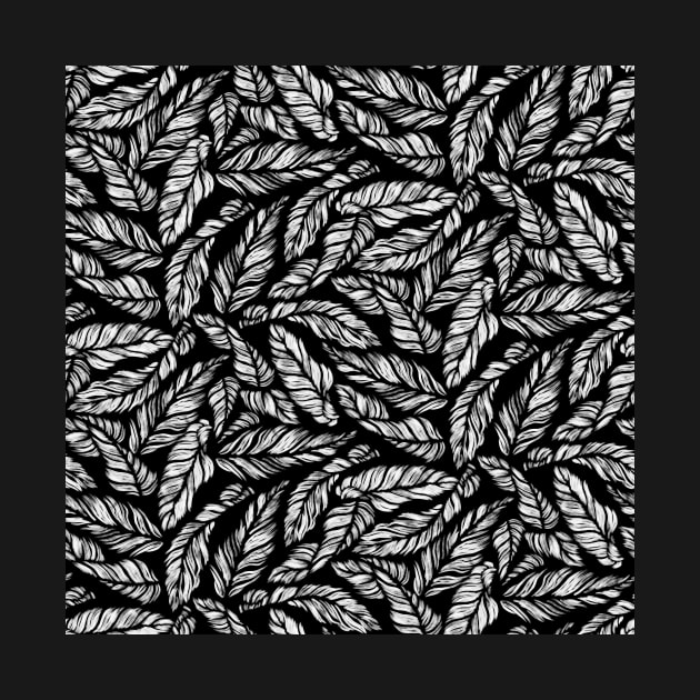 Inverted Black and White Leaves by Carolina Díaz