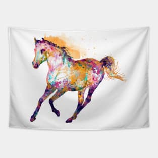 Watercolor Silhouette - Galloping Wild Horse Tapestry