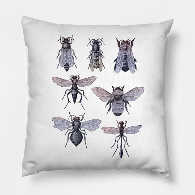 Bees and Wasp (gradient) Pillow by gemsart1990
