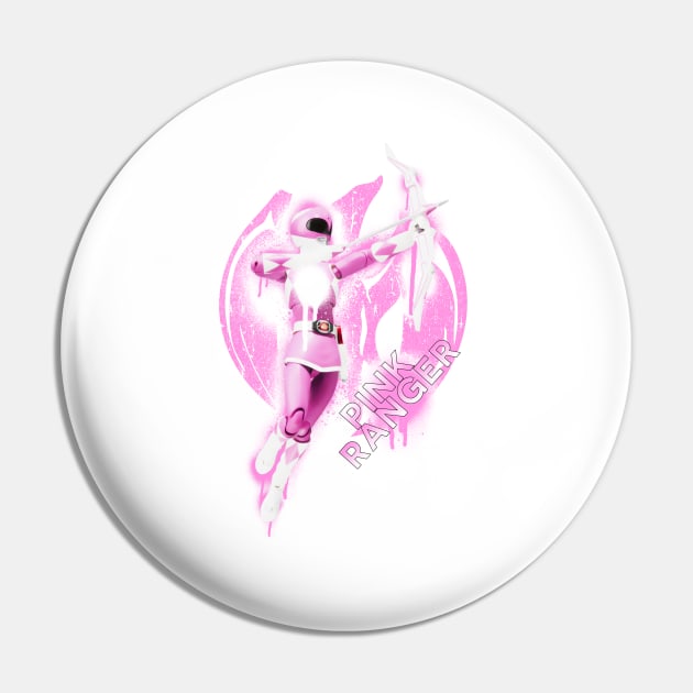 Pink Ranger Splatter Pin by Designsbytopher