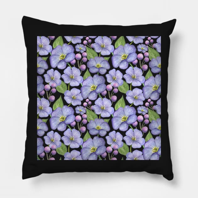 Blue Watercolour Floral Pillow by MariaJOR-Artist