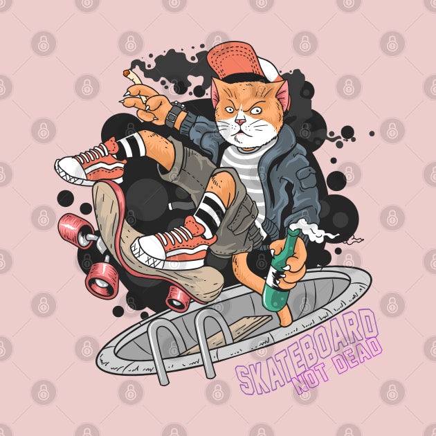 Cat skateboard pop punk by sharukhdesign