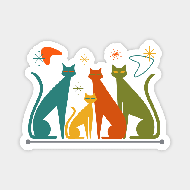 Retro Mid-Century Modern Look Cats 50s 60s Style Magnet by gogo-jr