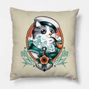 Sailor cat tattoo Pillow