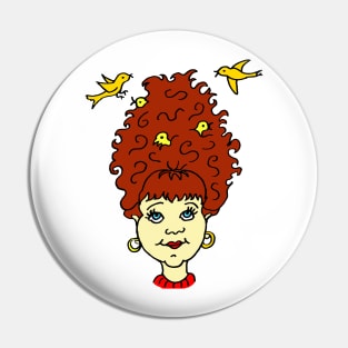 Birds Nest Hair Cartoon Pin