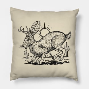 Jackalope In Texas Desert Pillow