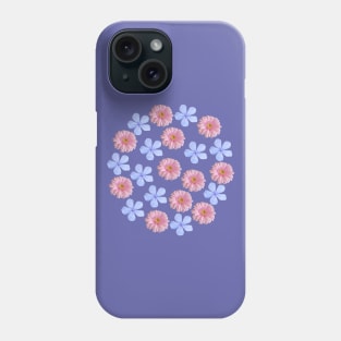 Pink Gerbera and Blue Floral Group Phone Case