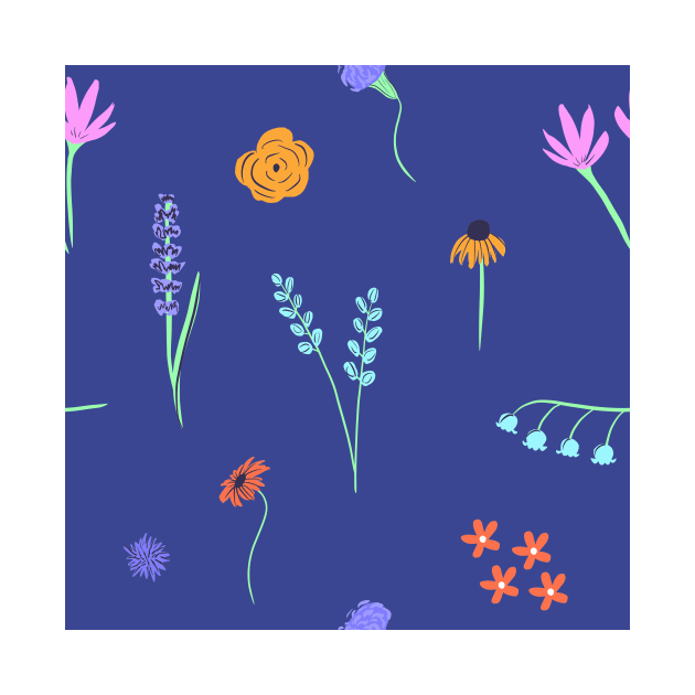 Florals on a Blue Background by A2Gretchen