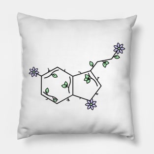 Serotonin neurotransmitter organic with flower and leaves floral. Pillow