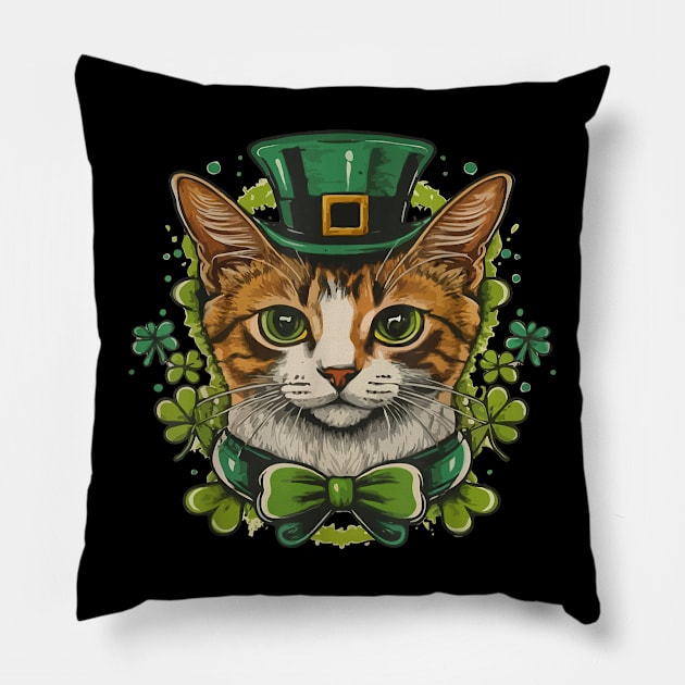 St Patricks Day Cat For Men Women Kids Celebration Cool Pillow by elmiragokoryan