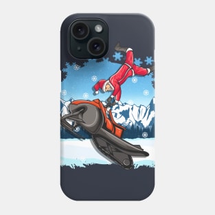 Snowmobile Santa Freestyle Tricks Christmas Snowmobiling Phone Case