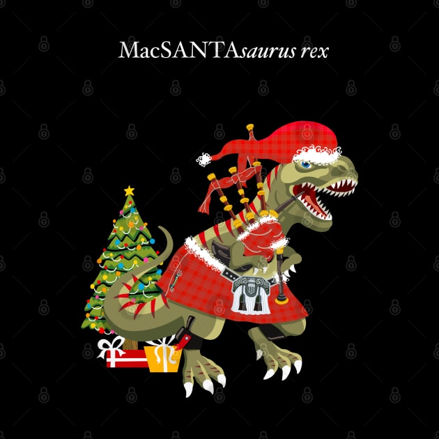 Clanosaurus Rex MacSANTAsaurus rex Plaid Santa Scotland Christmas Tree Tartan by BullShirtCo