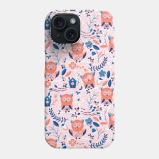 Cute Owl Birds and Flowers Phone Case