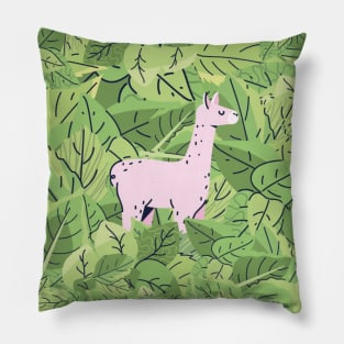 Alpaca in Leaves Pillow